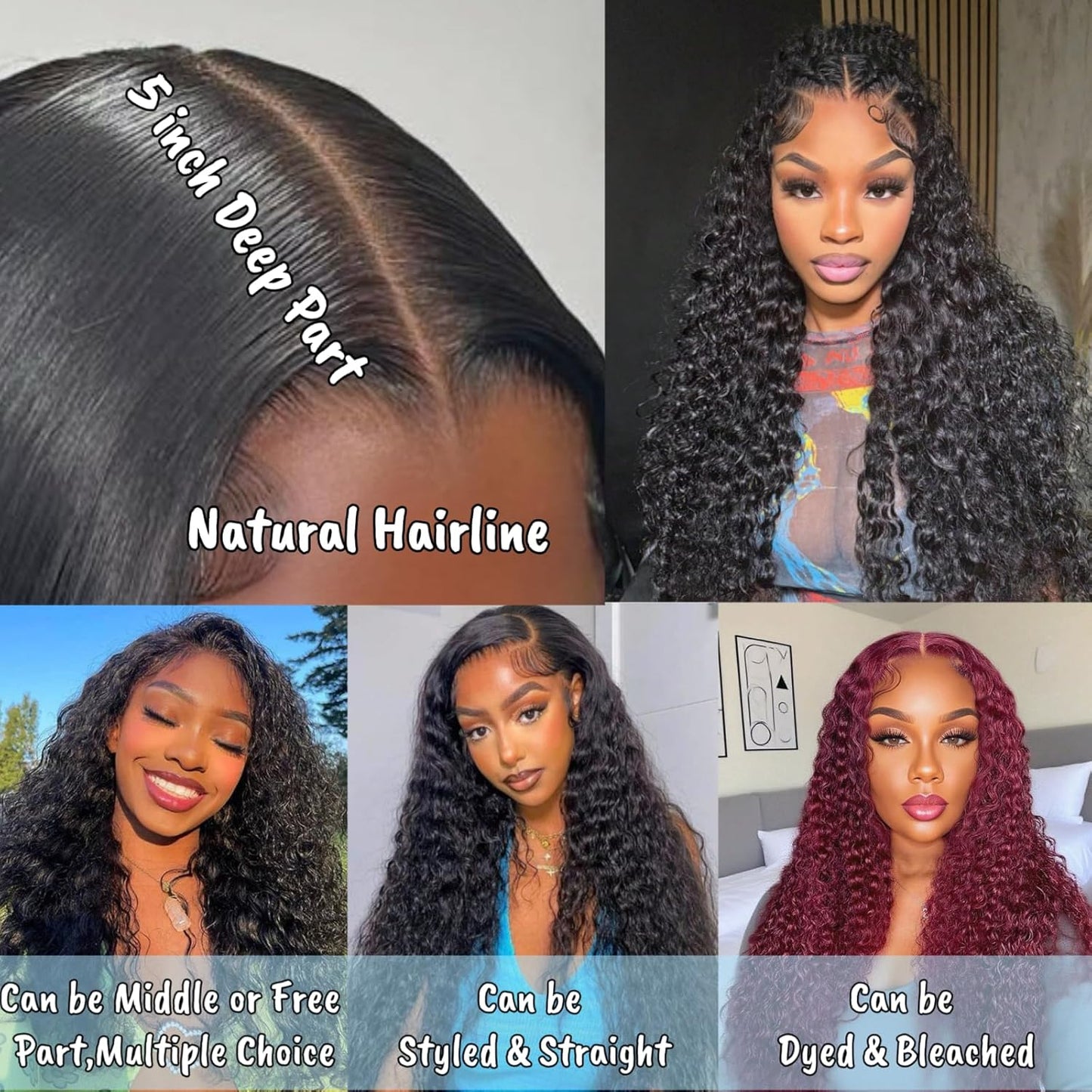 5x5 Deep Wave HD Lace Closure 100% Human Hair 12-20inch