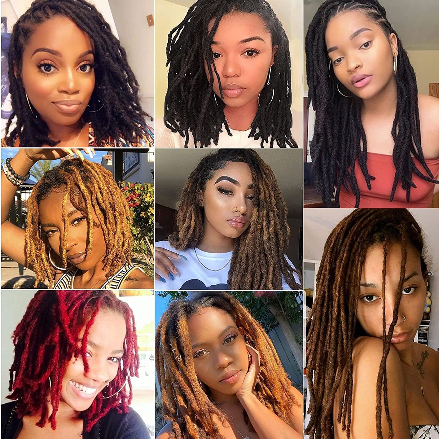 4-12 Inch Dreadlock Extensions 100% Human hair Nature Black 30locs