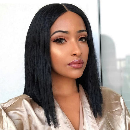 BOB 10-16 inch 2x6 HD Front Lace Human Hair Nature Black 200% Density