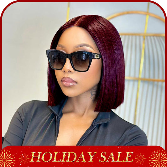 99J  12 inch 6x2 HD Front Lace Wig BOB 100% Human Hair