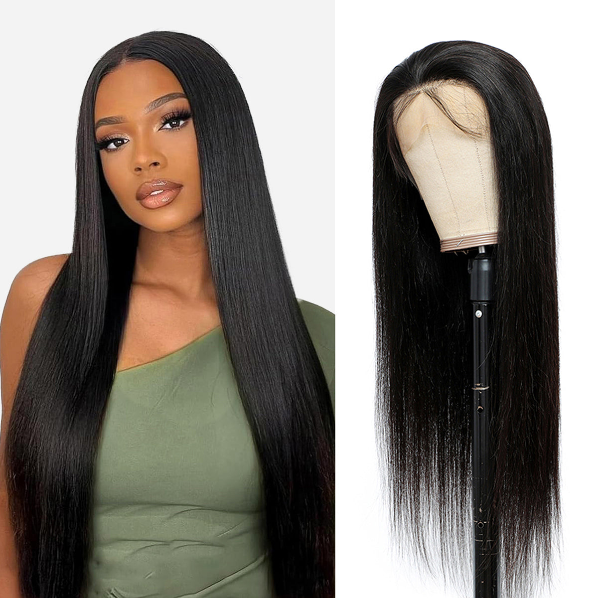 13x4 HD Front Lace Wig 28 inch Straight wig 100% Human Hair Wig 200% Density