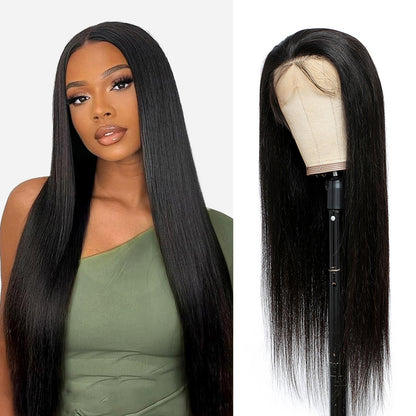13x4 HD Front Lace Wig 28 inch Straight wig 100% Human Hair Wig 200% Density
