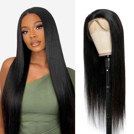 13x4 HD Front Lace Wig 28 inch Straight wig 100% Human Hair Wig 200% Density