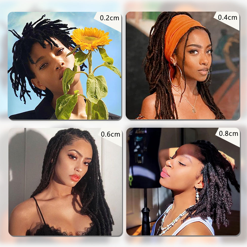 4-12 Inch 0.2-0.8cm 613 Dreadlock Extensions  100% Human hair 30locs