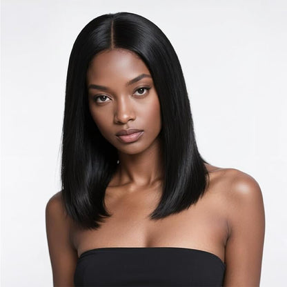 BOB 8-18 inch 5x5 HD Front Lace Human Hair Nature Black
