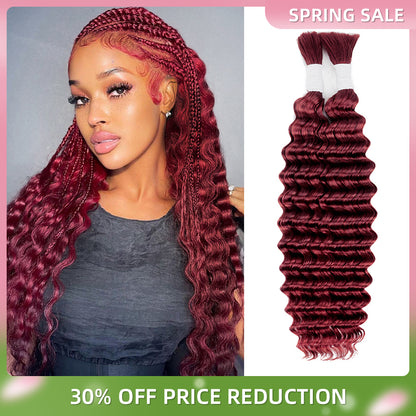 14-28 inch Deep Wave Human Braiding Hair (99J)
