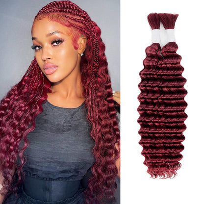 14-28 inch Deep Wave Human Braiding Hair (99J)