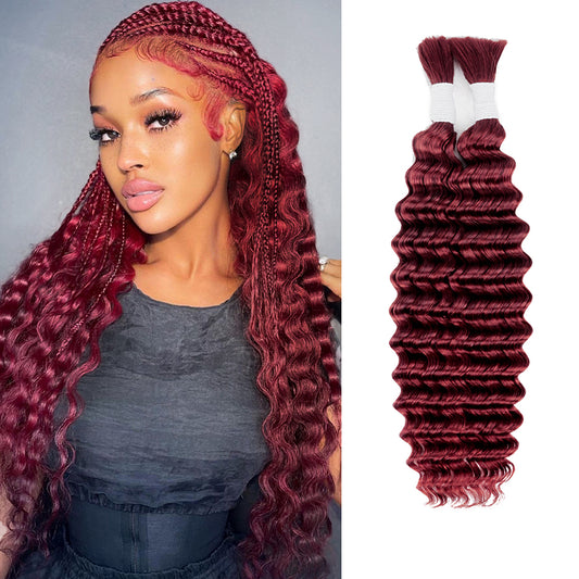 14-28 inch Deep Wave Human Braiding Hair (99J)