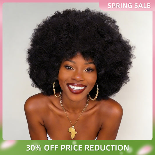 Afro Wigs 100% Human Hair nature color