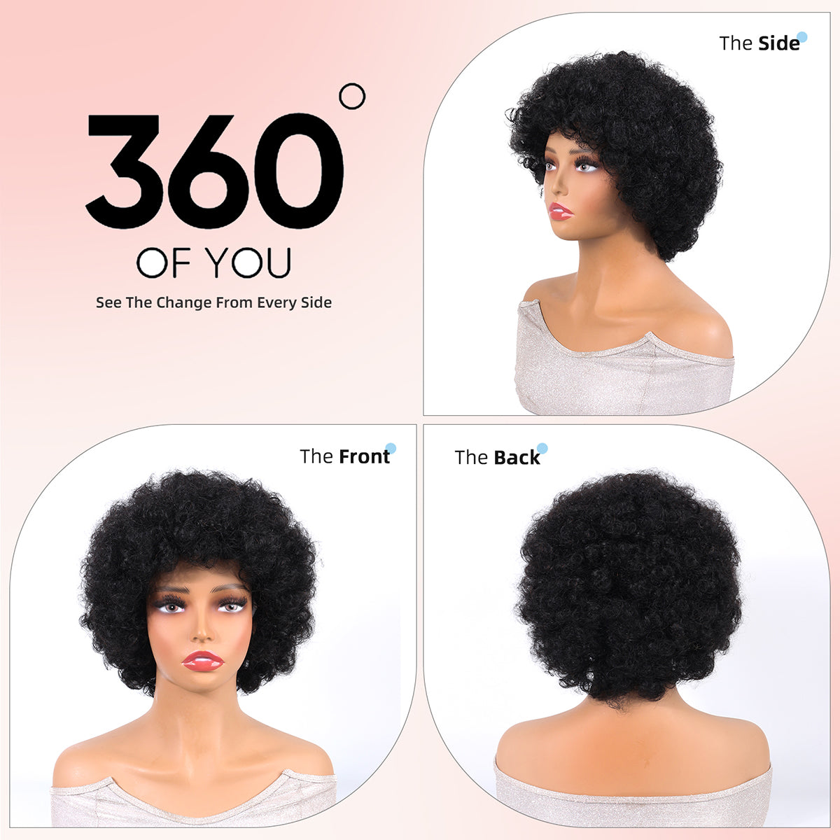 Afro Wigs 100% Human Hair nature color