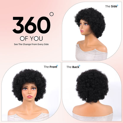 Afro Wigs 100% Human Hair nature color