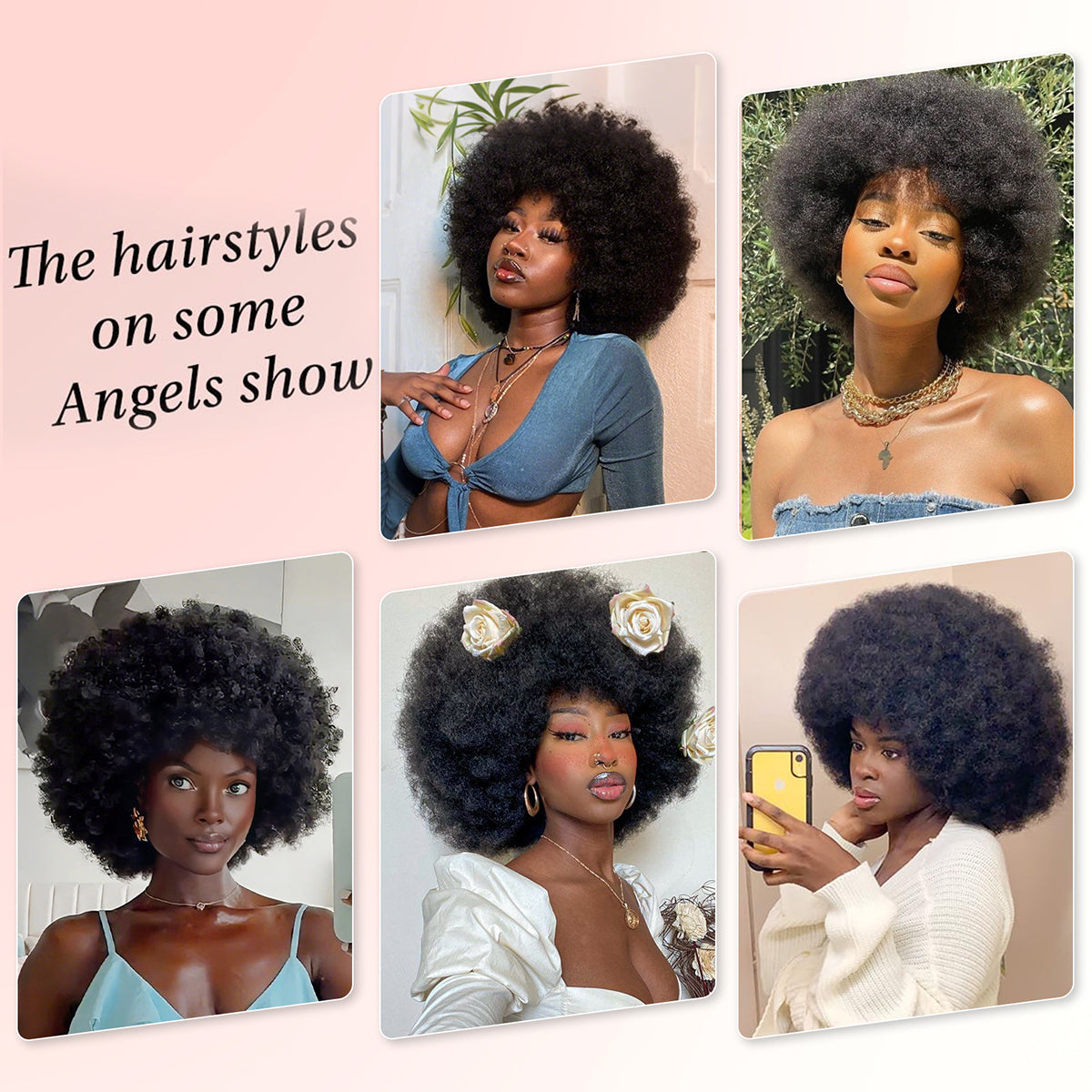 Afro Wigs 100% Human Hair nature color