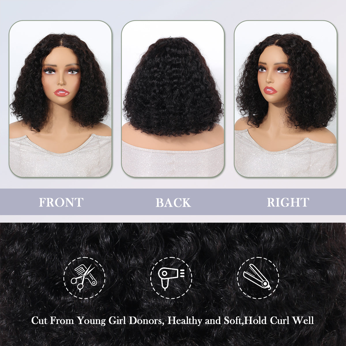 4x4 HD Front Lace Wig 10-16 inch  Kinky Curly 100% Human Hair Wig