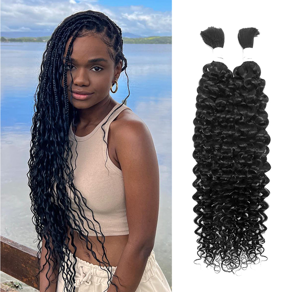 14-28 inch Water Wave Human Braiding Hair (#1B)