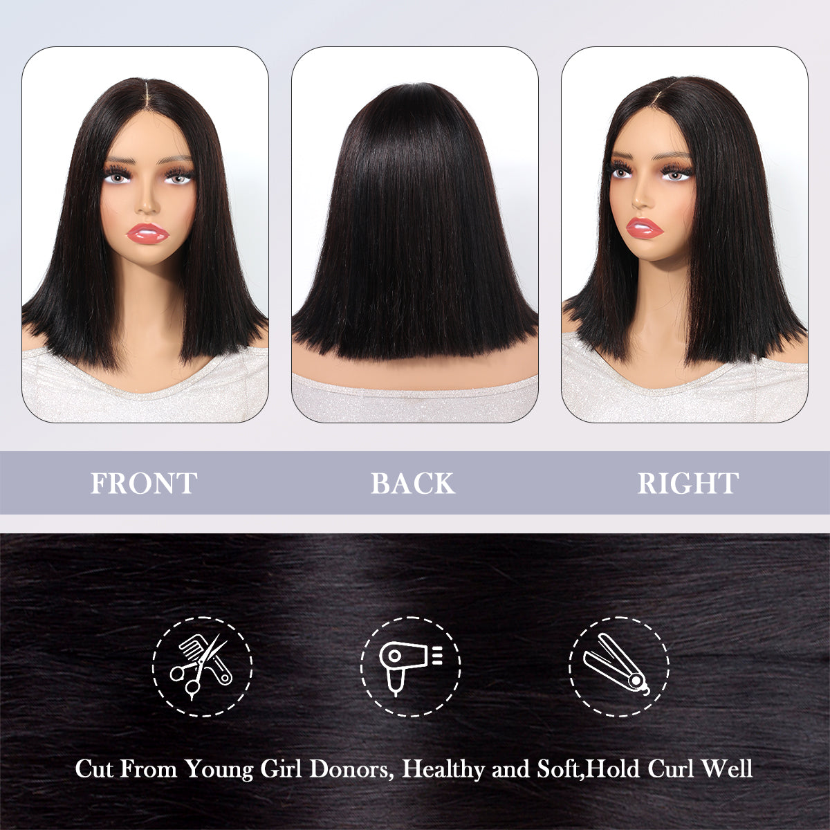BOBO 10-16 inch 6x2 HD Front Lace Human Hair Nature Black