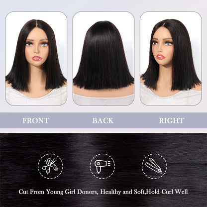 BOB 10-16 inch 2x6 HD Front Lace Human Hair Nature Black 200% Density