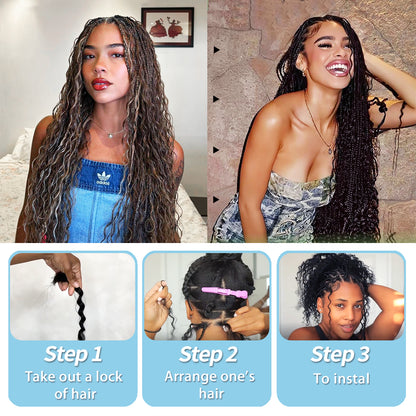14-28 inch Deep Wave Human Braiding Hair (#1B)