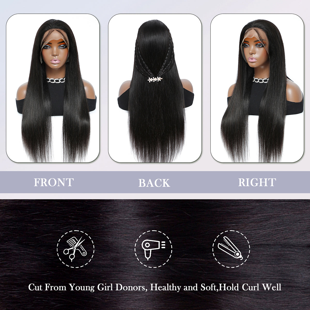 13x4 HD Front Lace Wig 28 inch Straight wig 100% Human Hair Wig 200% Density