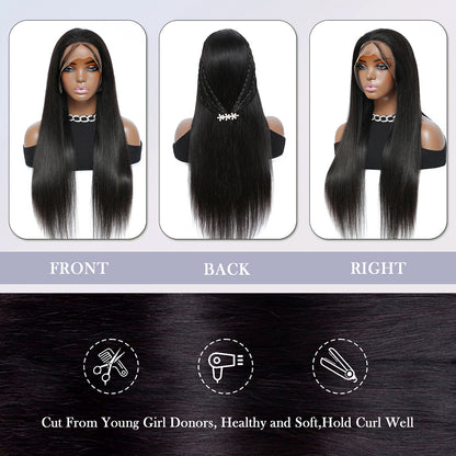 13x4 HD Front Lace Wig 28 inch Straight wig 100% Human Hair Wig 200% Density