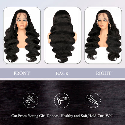 13x4 HD Front Lace Wig 26 inch Body Wave wig 100% Human Hair Wig 200% Density