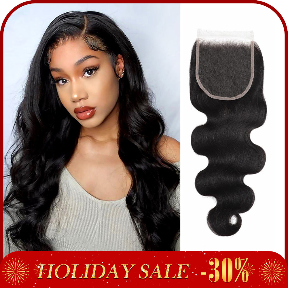 5x5 HD Lace Closure Body Wave Transparent HD Lace Closure Human Hair 12A Brazilian Virgin Human Hair Closure Free Part Pre Plucked with Baby Hair Natural Color 8-22 Inch