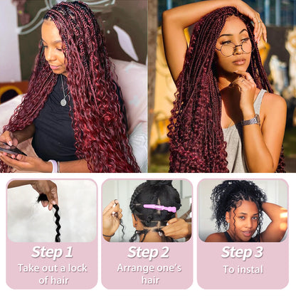 14-28 inch Deep Wave Human Braiding Hair (99J)