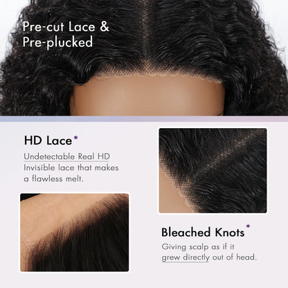BoB 4x4 HD Front Lace Wig 10-16 inch  Kinky Curly 100% Human Hair Wig 200% Density
