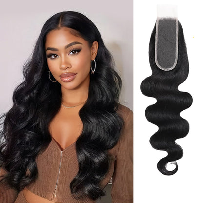 2x6 Transparent HD Lace Closure Body Wave Human Hair Natural Color