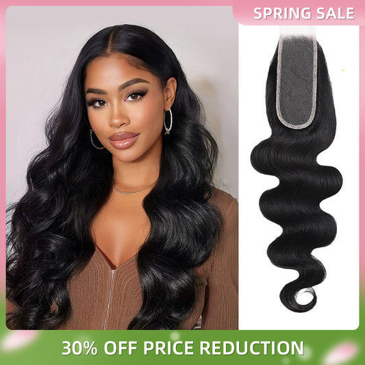 2x6 Transparent HD Lace Closure Body Wave Human Hair Natural Color