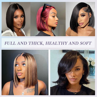 99J  12 inch 2x6 HD Front Lace Wig BOB 100% Human Hair 200% Density