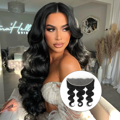 13x4 Transparent HD Lace Frontal Closure Body Wave Human Hair 150% Density Human Hair Pre Plucked with Baby Hair Natural Color