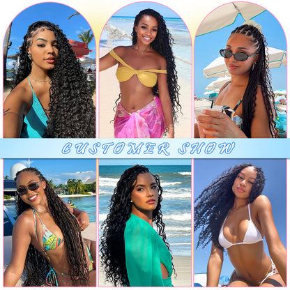 14-28 inch Deep Wave Human Braiding Hair (#1B)