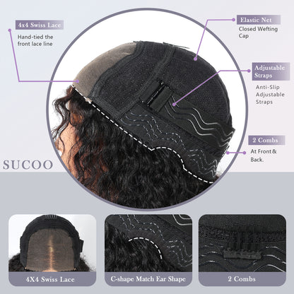 BoB 4x4 HD Front Lace Wig 10-16 inch  Kinky Curly 100% Human Hair Wig 200% Density