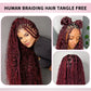 Human Braiding Hair for Boho Braids 2 Bundles 100g Deep Wave Bulk Human Hair 100% Unprocessed 12A Brazilian Virgin Burgundy Color No Weft Hair Extensions for Boho Knotless Braids Hair 14-28 Inch (#99J)