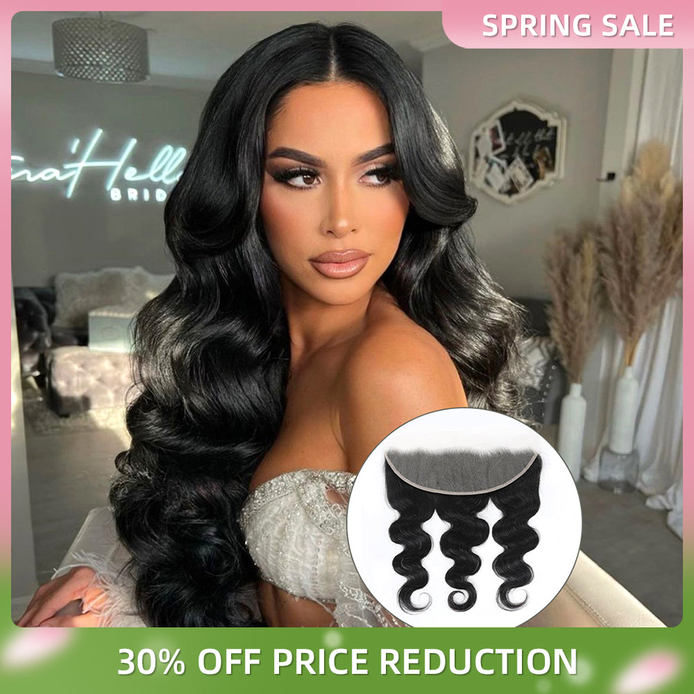 13x4 Transparent HD Lace Frontal Closure Body Wave Human Hair 150% Density Human Hair Pre Plucked with Baby Hair Natural Color