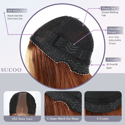 99J  12 inch 2x6 HD Front Lace Wig BOB 100% Human Hair 200% Density