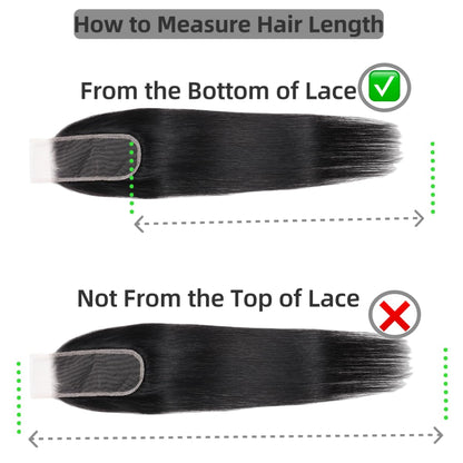 2x6 transparent HD Lace Closure Straight Human Hair 100% Brazilian Virgin Unprocessed Natural Color