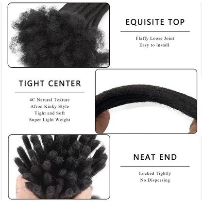 4-12 Inch Dreadlock Extensions  100% Human hair Nature Black 30locs