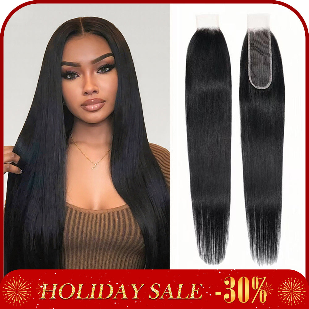 2x6 HD Lace Closure Straight Human Hair 20 Inch 2 by 6 HD Lace Closure 100% Brazilian Virgin Unprocessed Middle Part Human Hair Kim K Closure With Baby Hair Natural Color