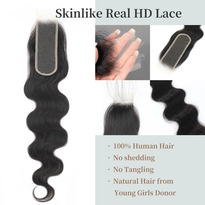 12-20inch 2x6 Real HD Lace Closure Body Wave Human Hair
