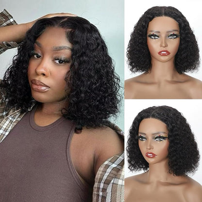 4x4 HD Lace Kinky Curly Bob Wig 100% Human Hair 200% Density Natural Color 10-16 Inch