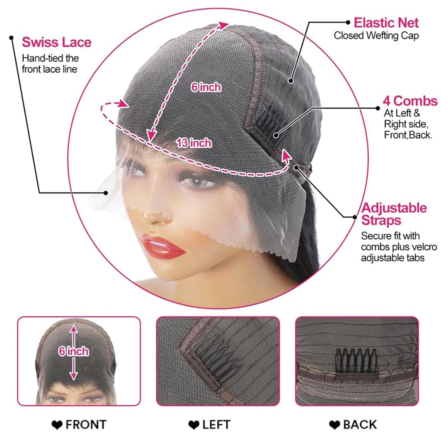 20-32 Inch 13x6 Deep Wave Lace Front Wigs Human Hair 200% Density HD Lace Front Wigs Human Hair Pre Plucked Natural Color Glueless Wig 100% Virgin Lace Front Wigs for Women