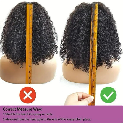 4x4 HD Lace Kinky Curly Bob Wig 100% Human Hair 200% Density Natural Color 10-16 Inch