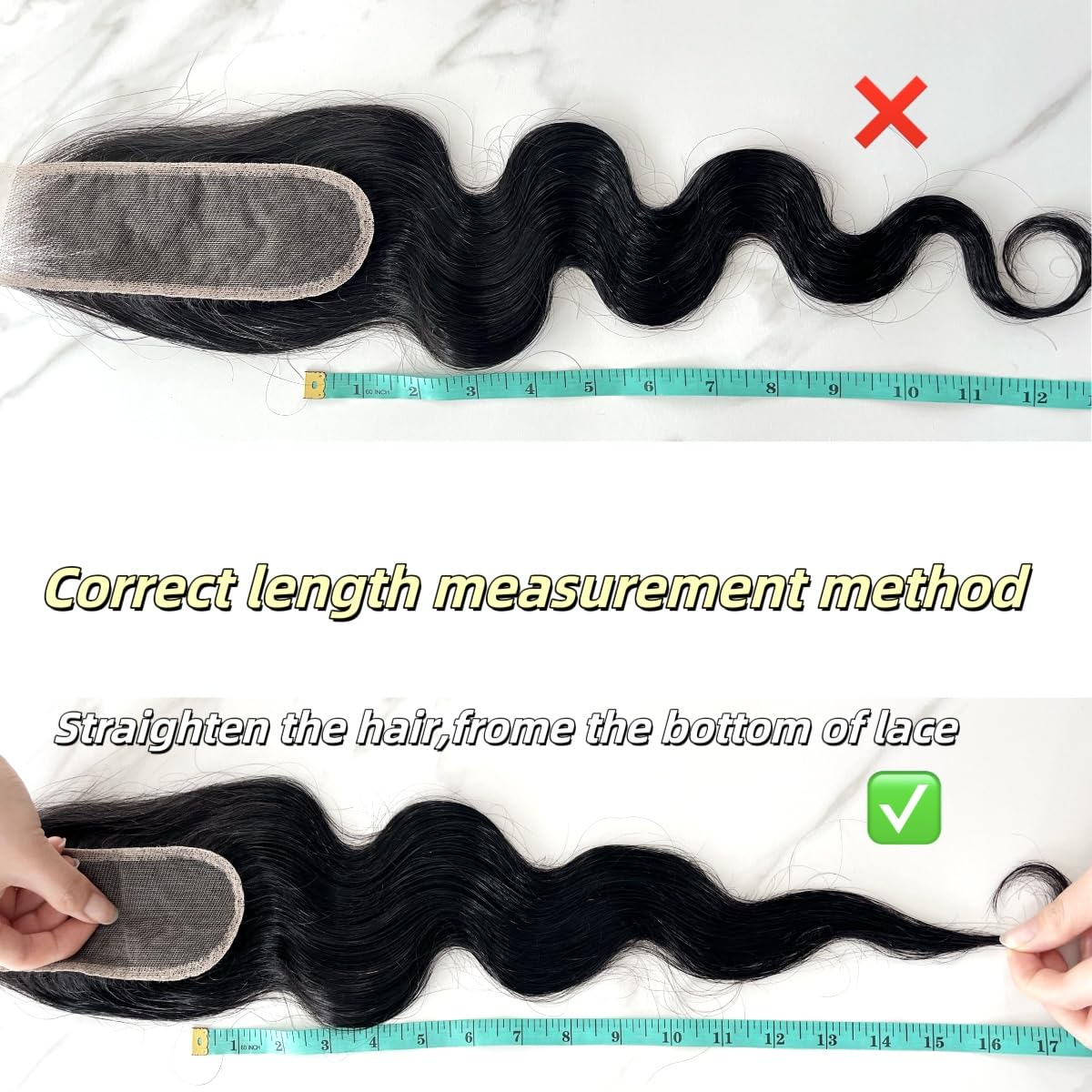 2x6 HD Lace Closure Body Wave Human Hair Transparent 2 by 6 HD Lace Closure 20Inch 100% Brazilian Virgin Unprocessed Middle Part Human Hair Kim K Closure With Baby Hair Natural Color