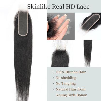2x6 SKINLIKE HD Lace Closure Straight Human Hair 12-20 inch