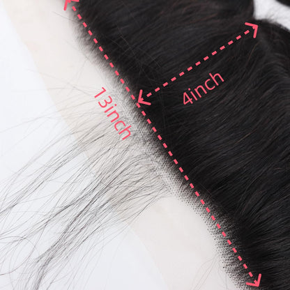 13x4 Transparent HD Lace Frontal Closure Straight Human Hair 150% Density  (8-20 Inch Natural Color)