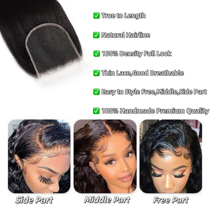 5x5 HD Lace Closure Straight Transparent HD Lace Closure 12A Brazilian Virgin Human Hair
