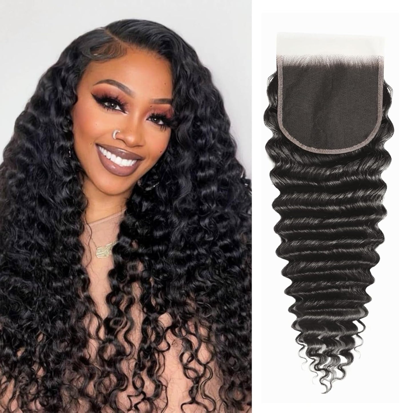 5x5 Deep Wave HD Lace Closure 100% Human Hair 12-20inch