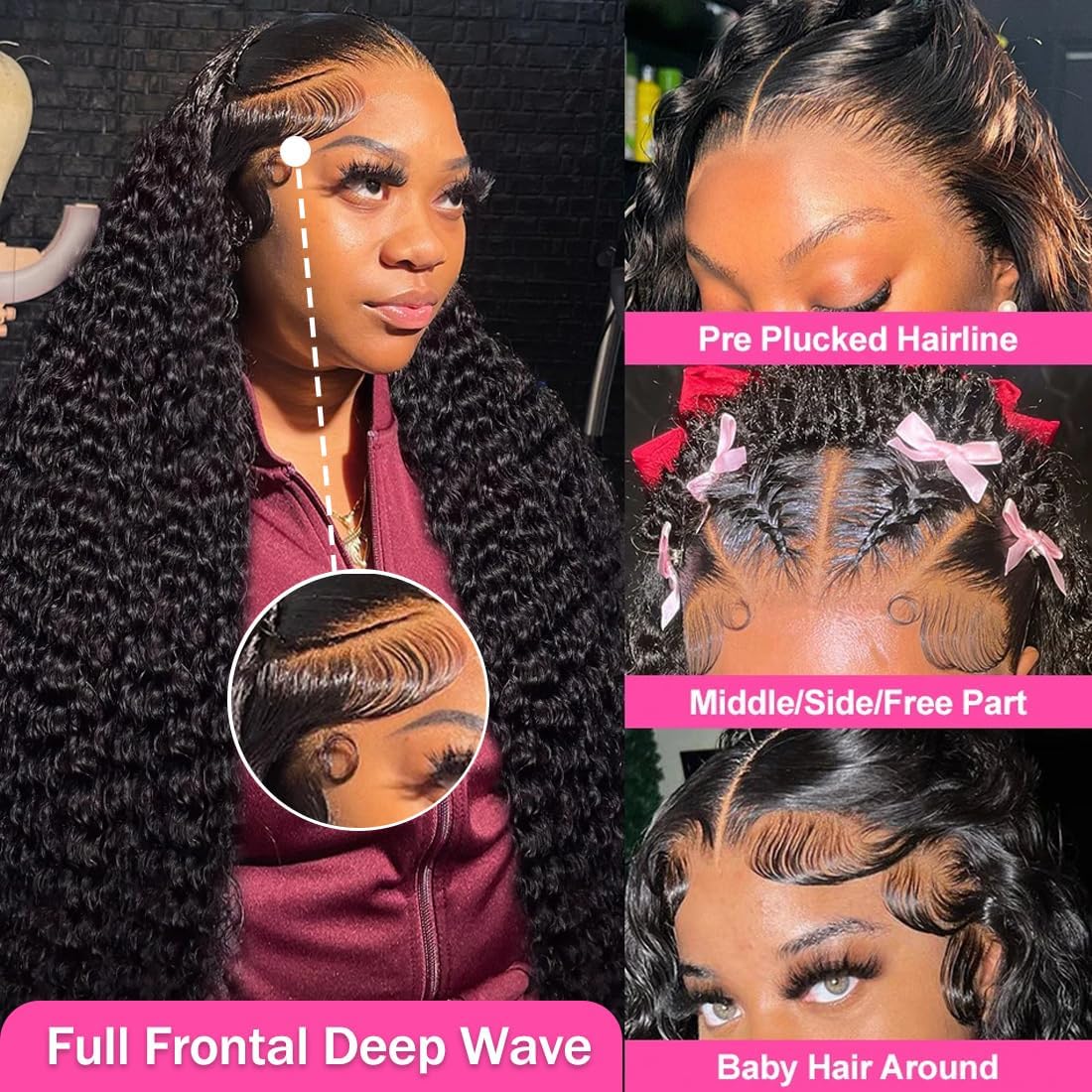20-32 Inch 13x6 Deep Wave Lace Front Wigs Human Hair 200% Density HD Lace Front Wigs Human Hair Pre Plucked Natural Color Glueless Wig 100% Virgin Lace Front Wigs for Women