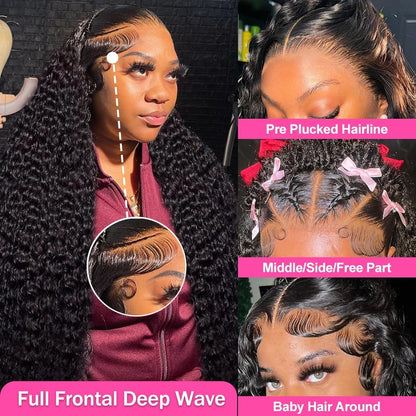 20-32 Inch 13x6 Deep Wave HD Lace Front Wigs Human Hair 200% Density